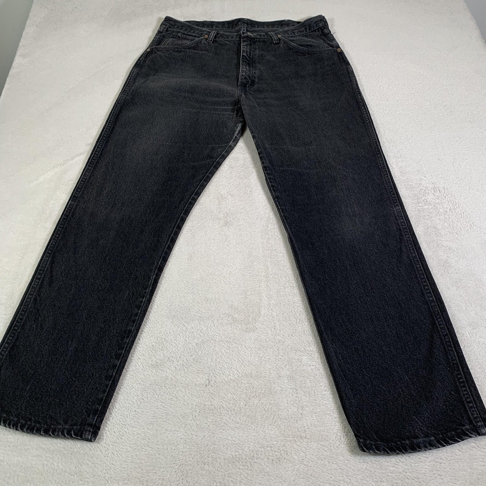 Vintage Wrangler‎ 47MWZBK Jeans Mens 36x32 Gray Black Charcoal Straight USA Made
